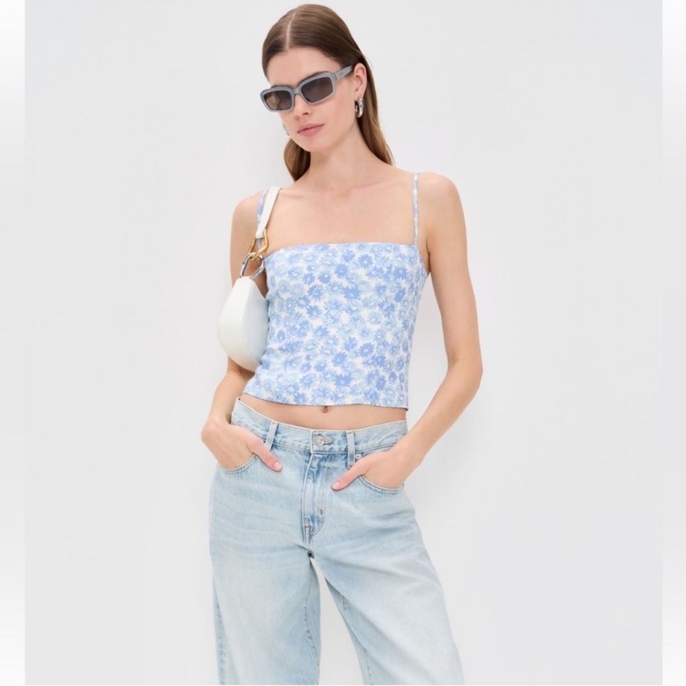 Reformation Overland Top Blue Daisy Size 8